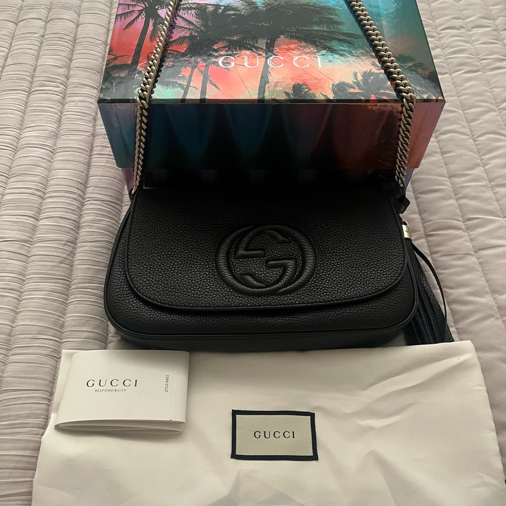 Gucci Black Crossbody Bag with Iconic GG Logo